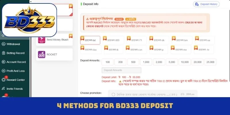 4 methods for BD333 deposit