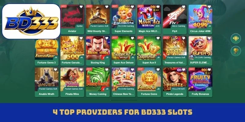 4 top providers for BD333 slots